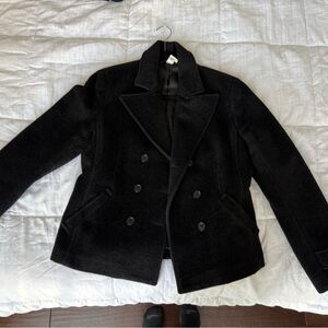 Peruvian Connection Black Double-Breasted Pea Coat